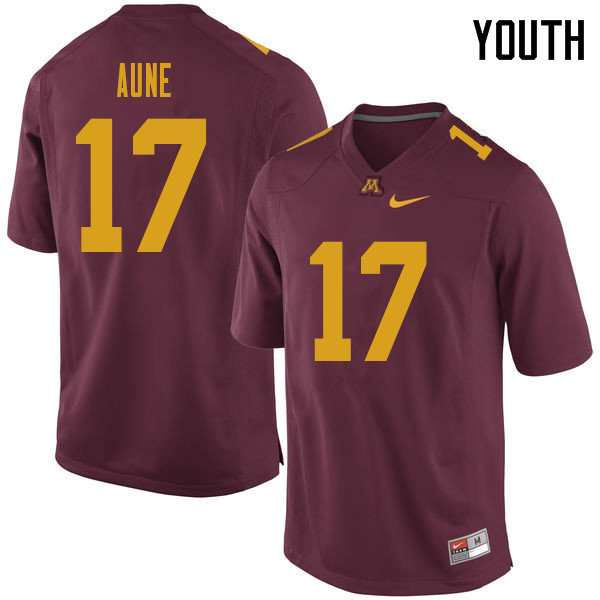 Youth #17 Josh Aune Minnesota Golden Gophers College Football Jerseys Sale-Maroon